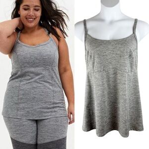 Torrid Grey Space-Dye Wicking Active Exercise Cami Tank Top Size 3, 3X, 22/24